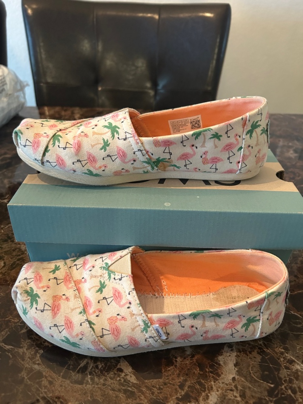 Women’s Canvas Slip-On Shoes with Pink Flamingo Print